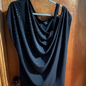 Lane Bryant Black Embellished Sequin Top